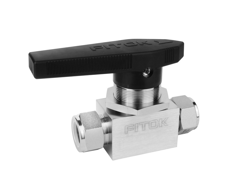 316 SS, BO Series Ball Valves, One-piece Instrumentation, PTFE Seats, 1/4" Tube Fitting, 2500psig(172bar), -20°F to 300°F(- 28°C to 148°C), 0.13" Orifice, Straight