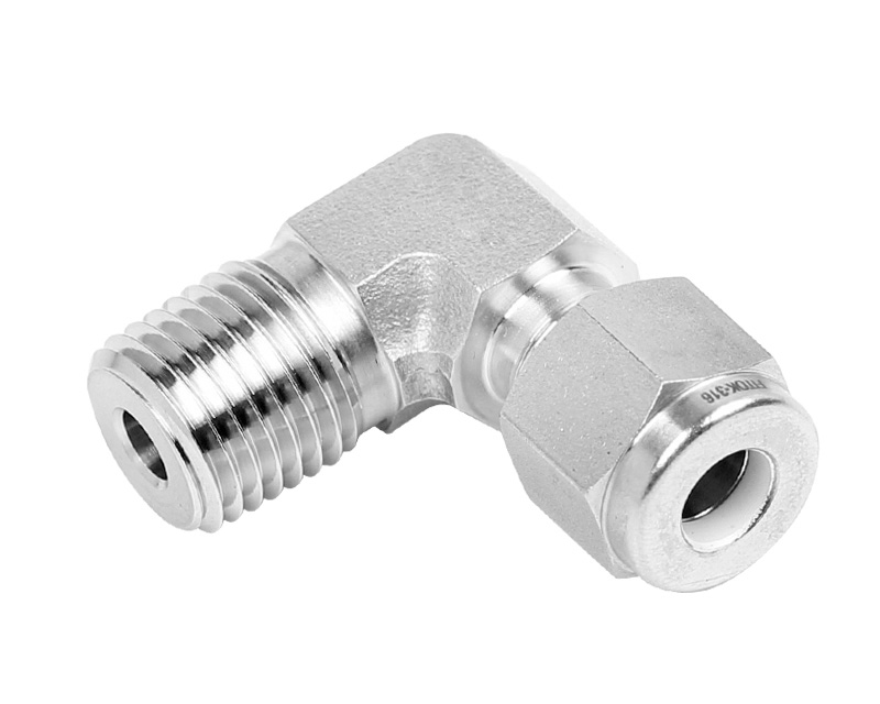 Male Elbow, 316SS, 3/8in. Tube OD, 2-Ferrule x 3/8in. (M)NPT,  90Deg.