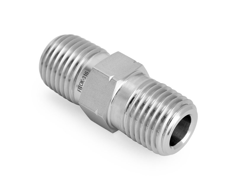 316 SS,Pipe Fitting,Hex Nipple 3/4"Male NPT × 3/4"Male ISO Tapered Thread