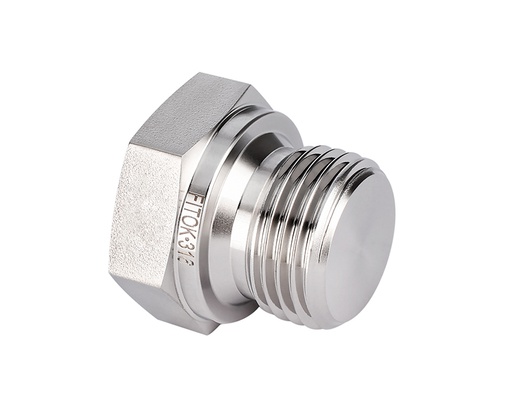 [SS-PP-RS6] 316 SS Pipe Fitting, 3/8" Male ISO Parallel Thread Plug, Hex Head Type