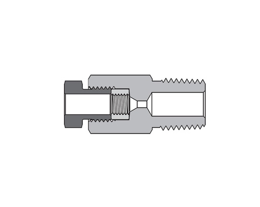 [SS-FMA-MF9-NS12] 316 SS, FITOK AMH Series Adapter Fitting, Female to Male, 9/16" Female 20M Series Medium Pressure Coned and Threaded Connection × 3/4 Male NPT