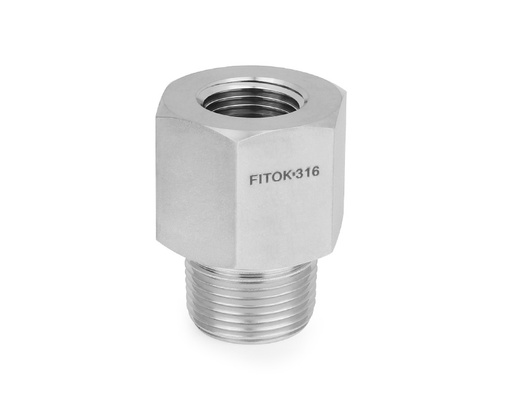 [SS-HPA-FNS4-NS2] 316 SS, PMH Series High Pressure Pipe Fitting, Adapter, 1/4 Female NPT × 1/8 Male NPT