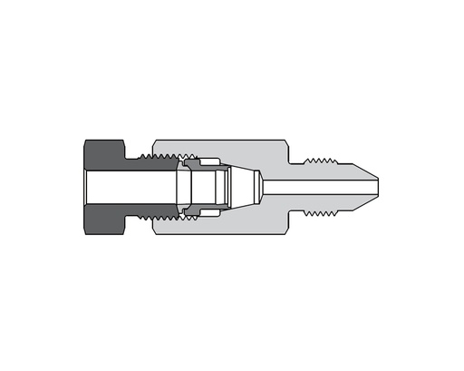 [SS-FMA-DFF2-MM6] 316 SS, AMH Series Adapter Fitting, Female to Male, 1/8" Female 20D Series Medium Pressure Tube Fitting × 3/8" Male 20M Series Medium Pressure Coned and Threaded Connection